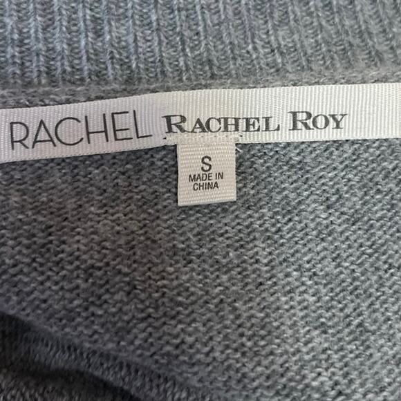 Rachel Roy Gray Gold Cashmere Metallic Striped Crew Neck Pullover Sweater Top S - Picture 3 of 4